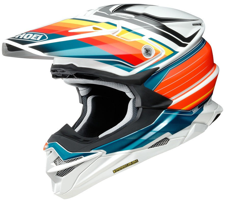 Shoei VFX-Evo Pinnacle White/Orange/Blue Helmet – Sierra